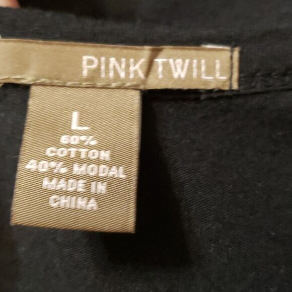 Pink Twill Black Modal Sequin Tank Sleeveless Top Size Large Vintage EUC - Picture 4 of 6